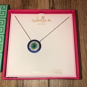 Evil eye sterling silver necklace with crystals